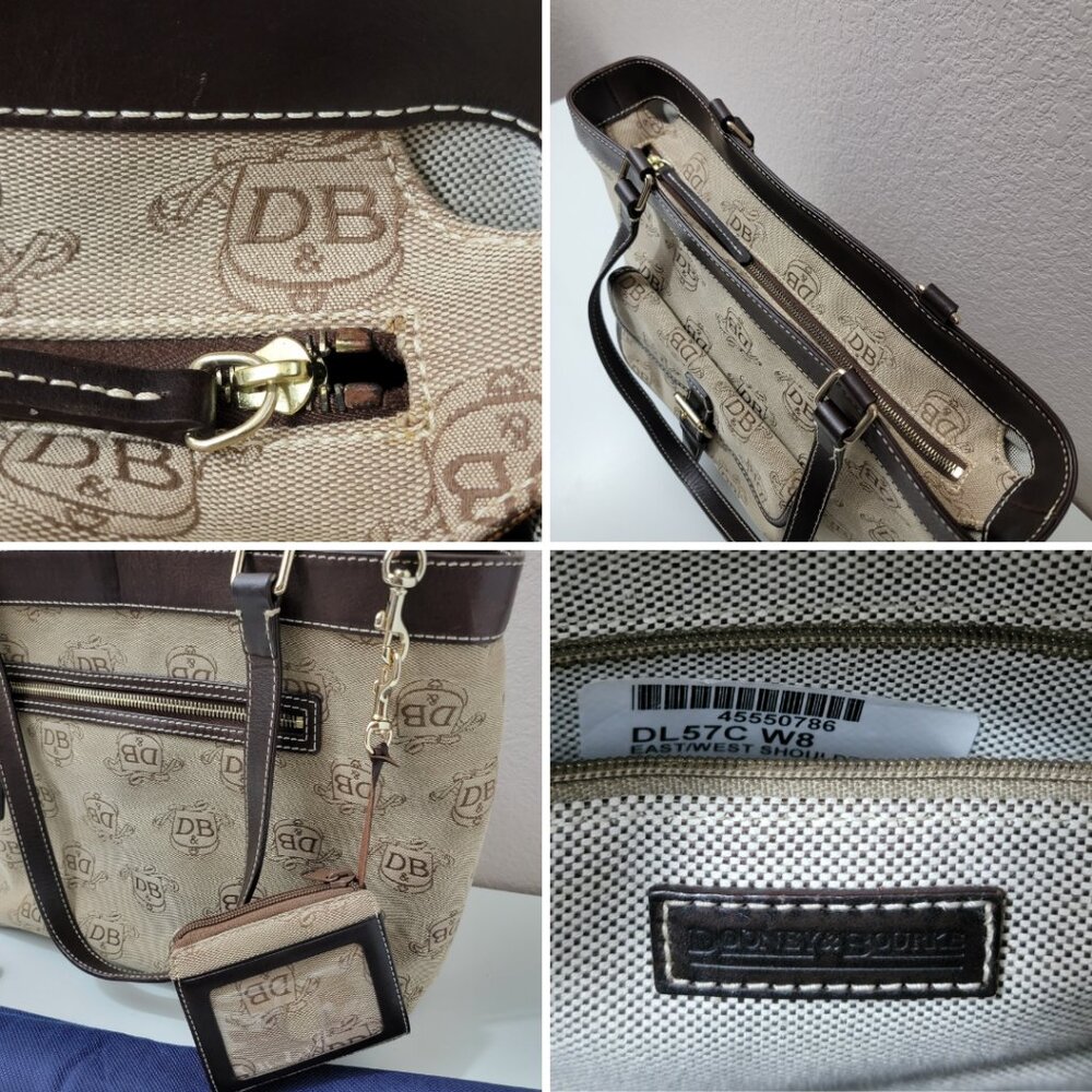 Dooney & Bourke DB Signature East West Tote Set Bag Wallet Keychain Purse - Picture 9 of 10